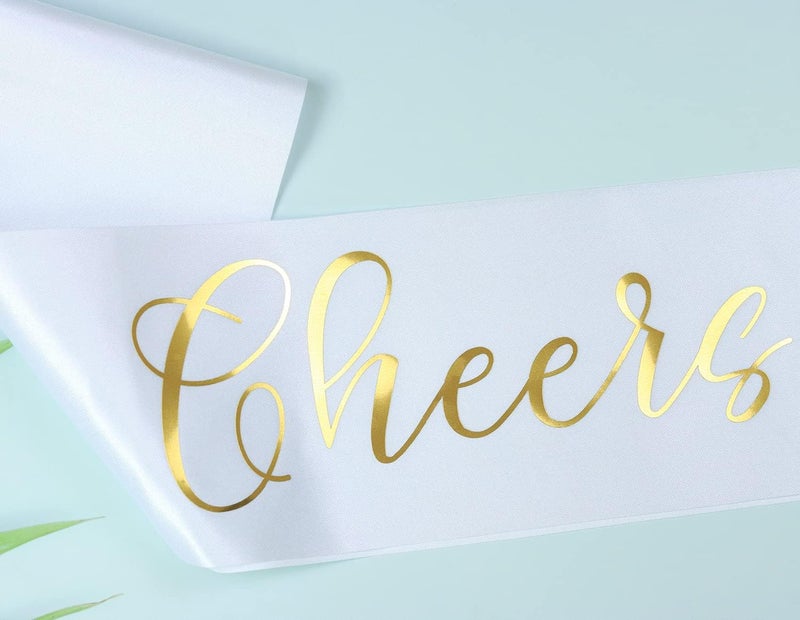 Docooniver It's my 32nd Birthday Sash for Women and Men,Cheers to 32,Happy 32nd Birthday Sash White with Gold Foil Lettering. - Image 4